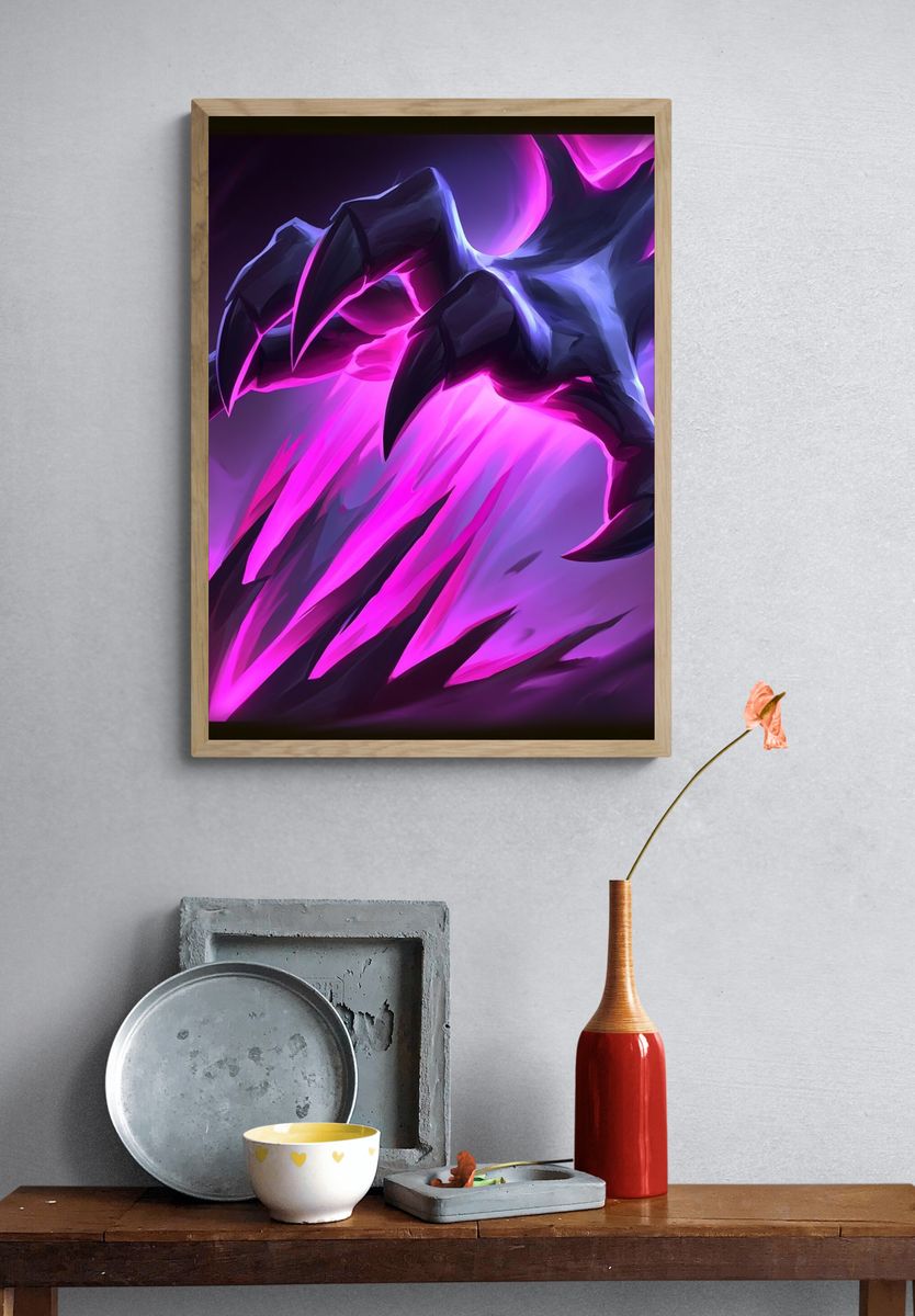 Neon Claw Strike Illustration Poster. — room view 3