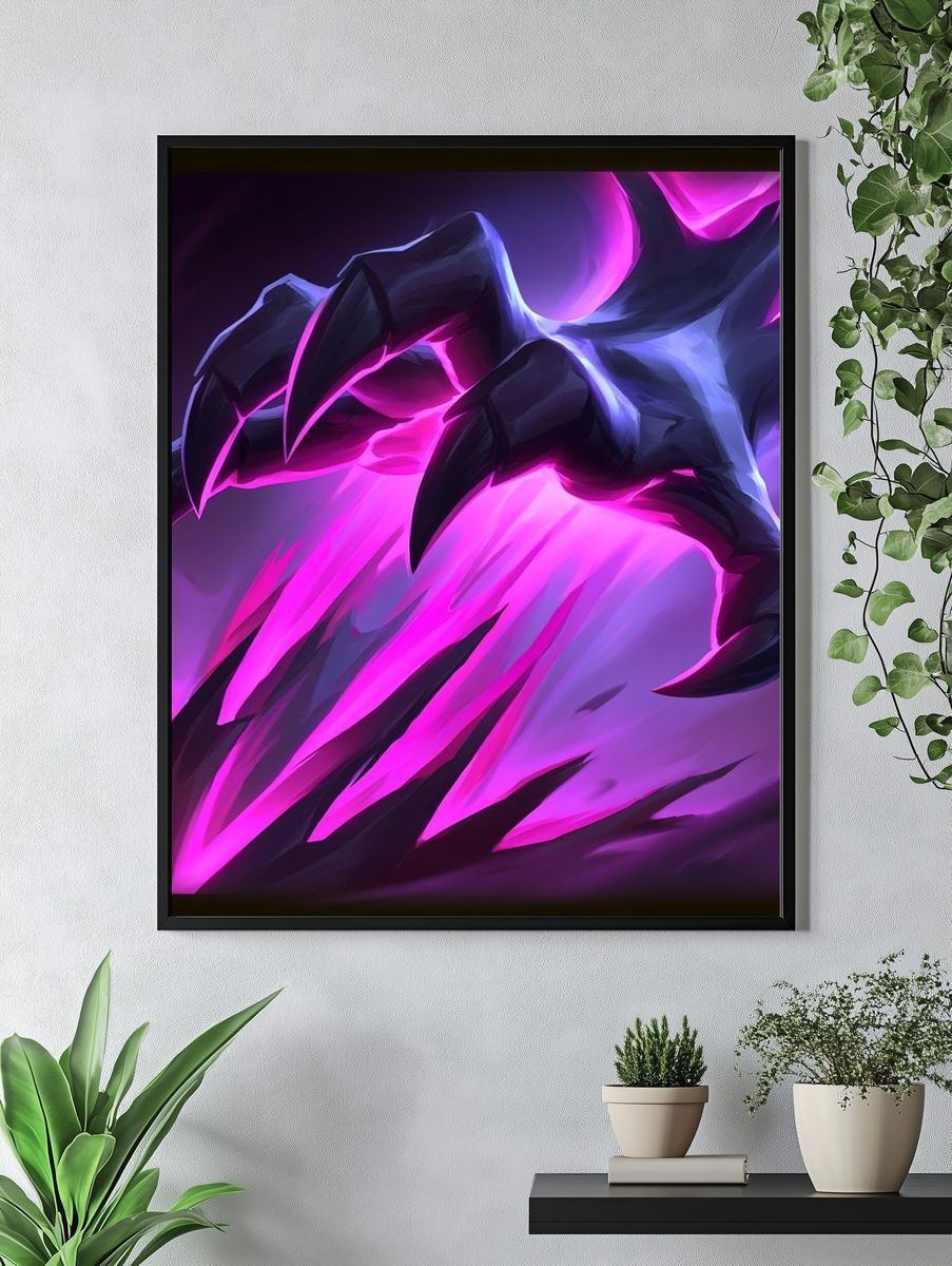 Neon Claw Strike Illustration Poster. — room view 4