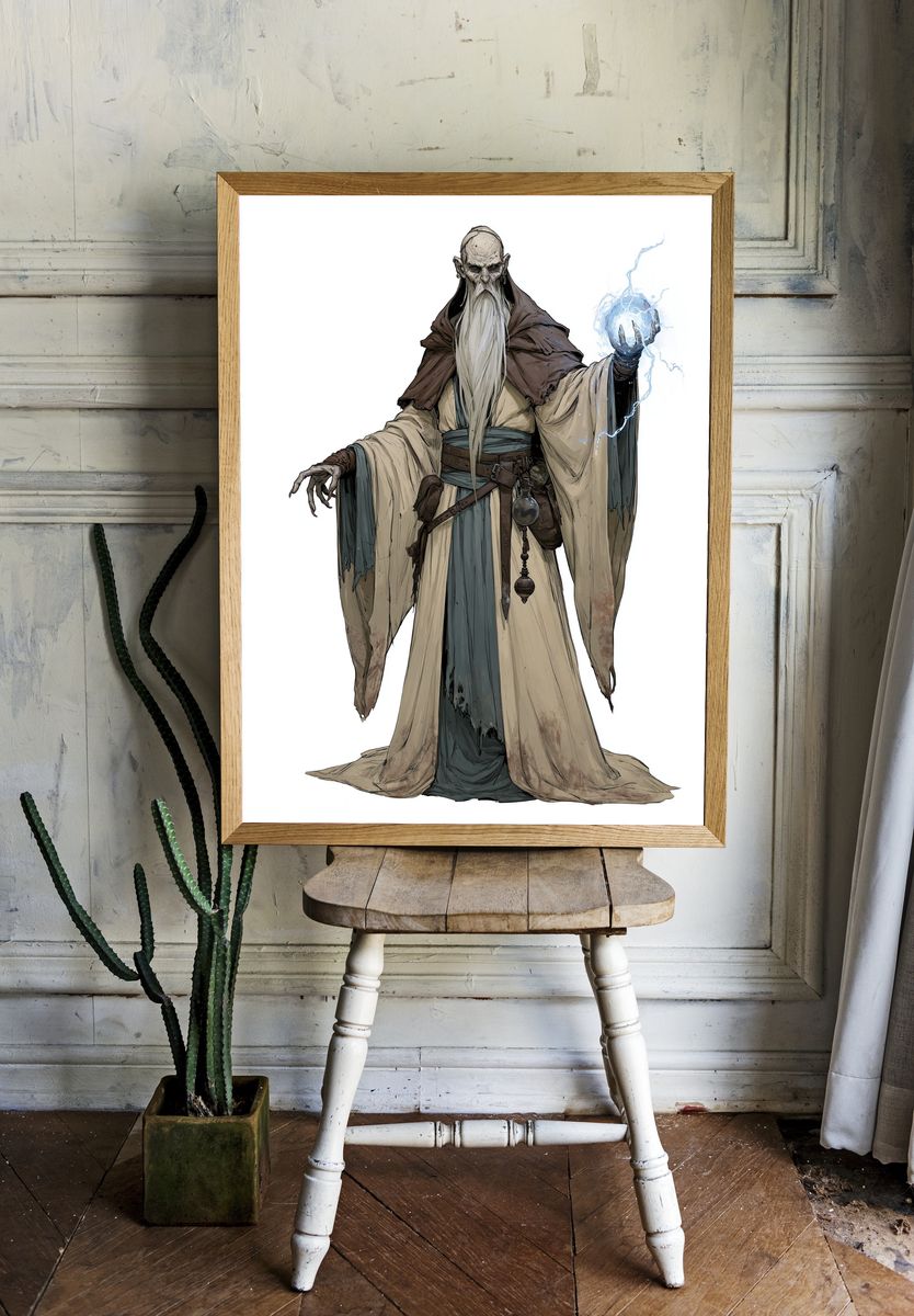 Elder Wizard Digital Art Poster. — room view 1