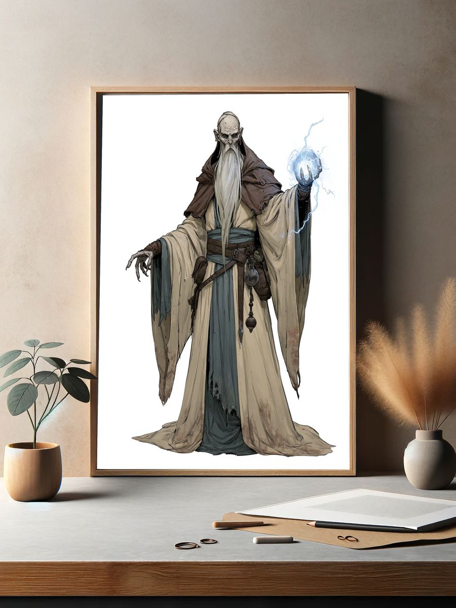 Elder Wizard Digital Art Poster. — room view 2