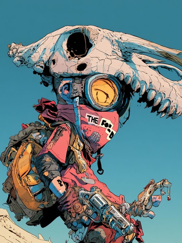 Cyberpunk Skull Rider Illustration Poster. poster — illustration art