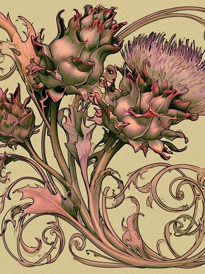 Art Nouveau Floral Illustration Poster. poster