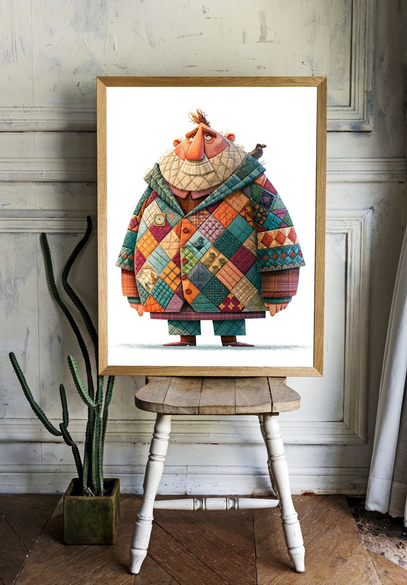 Patchwork Man Illustration Poster. — room view 1