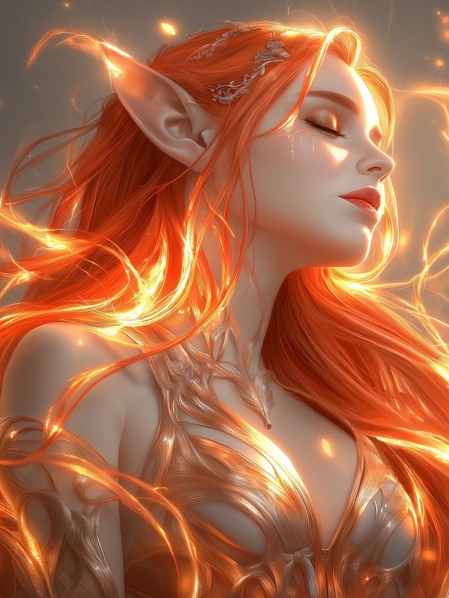 Elven Fire Portrait Print. poster detail