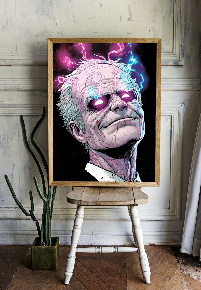 Electric Zombie Portrait Print. room preview