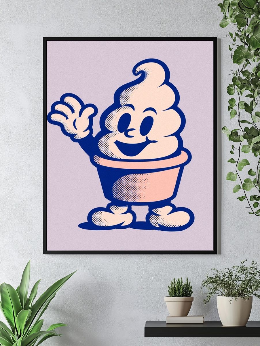 Smiling Soft Serve Cartoon Poster. — room view 4