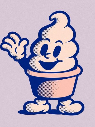 Smiling Soft Serve Cartoon Poster. poster