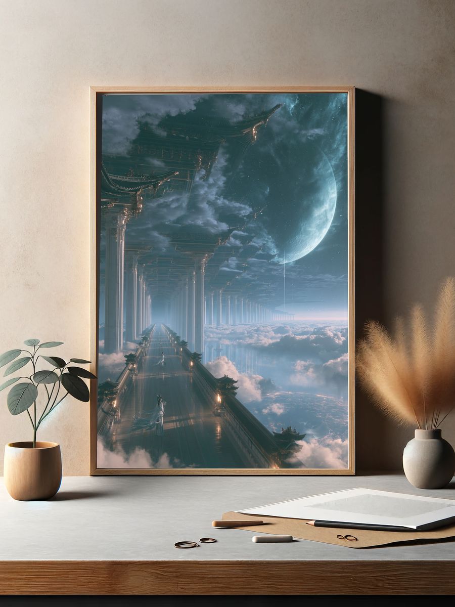 Celestial Temple in the Clouds Print. — room view 2