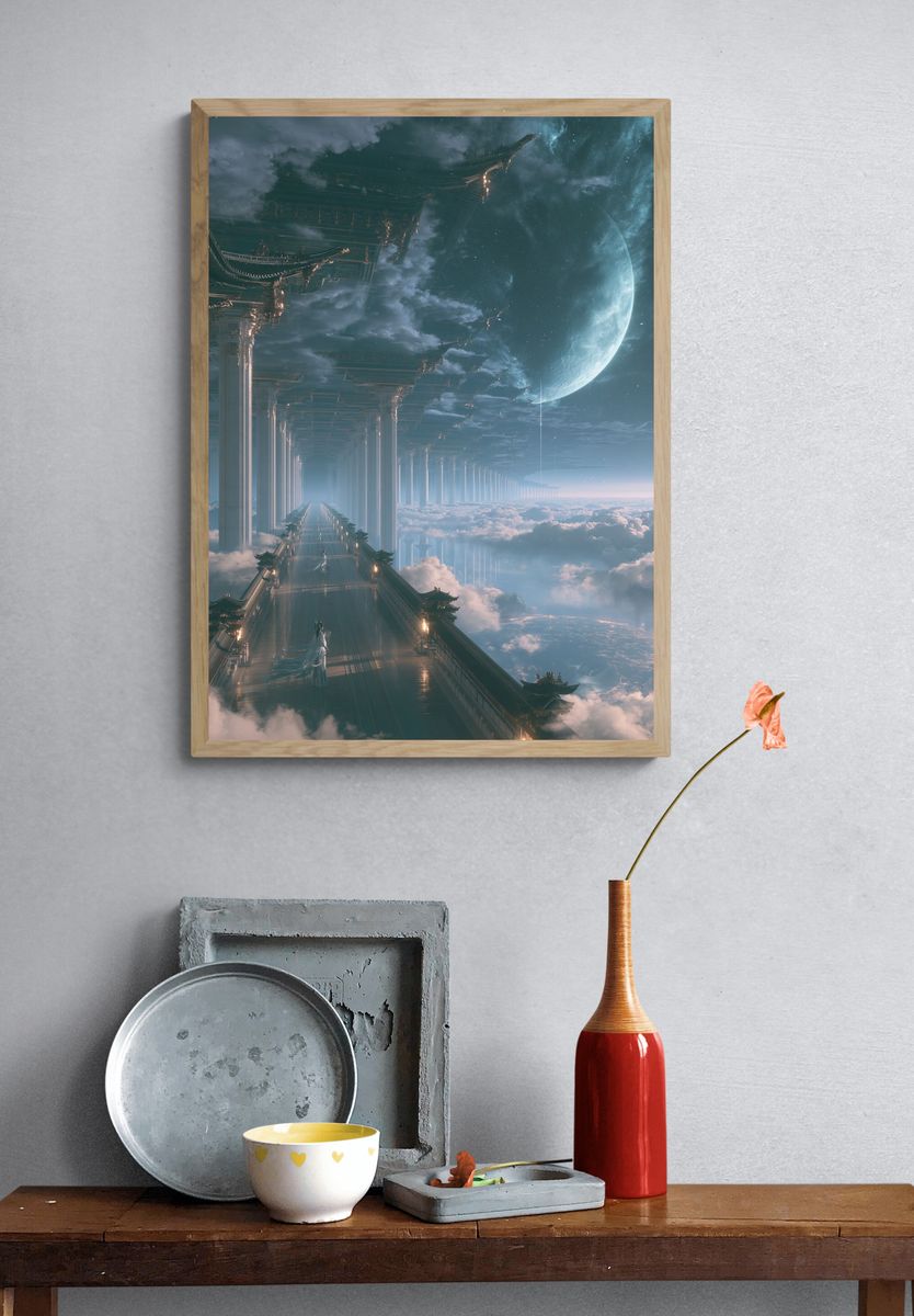 Celestial Temple in the Clouds Print. — room view 3