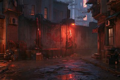 Rainy Cyberpunk Alley Poster.