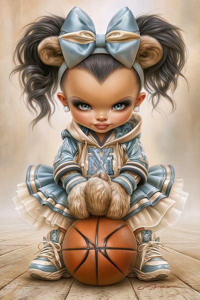 Basketball Doll Portrait Print. poster