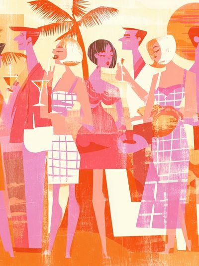 Tropical Cocktail Party Illustration Poster. poster print