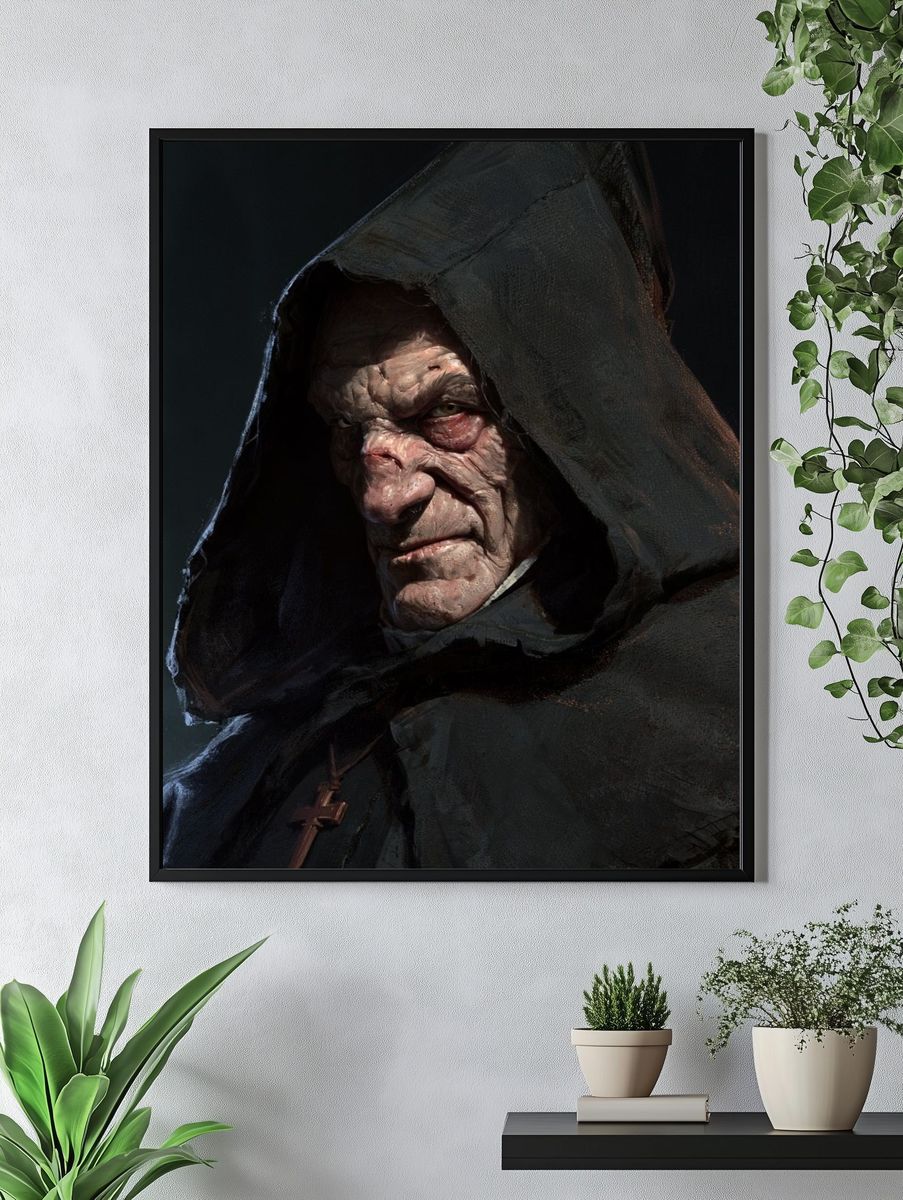 Dark Hooded Villain Portrait Print. — room view 4