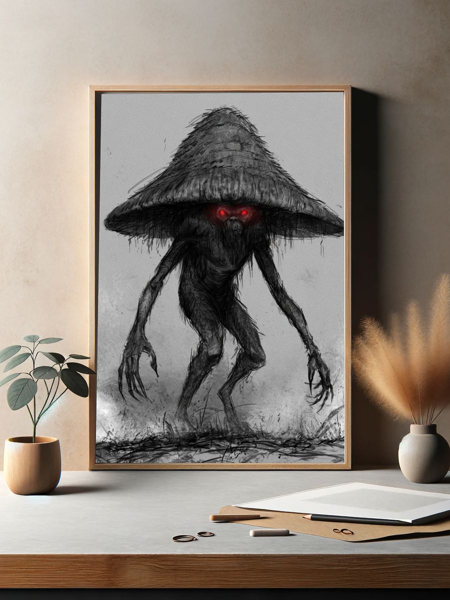 Creepy Mushroom Creature Print. — room view 2