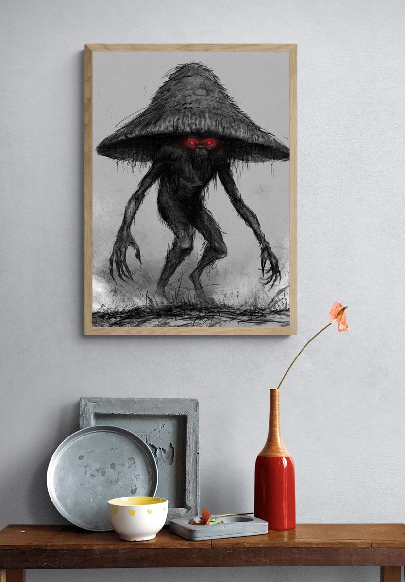 Creepy Mushroom Creature Print. — room view 3