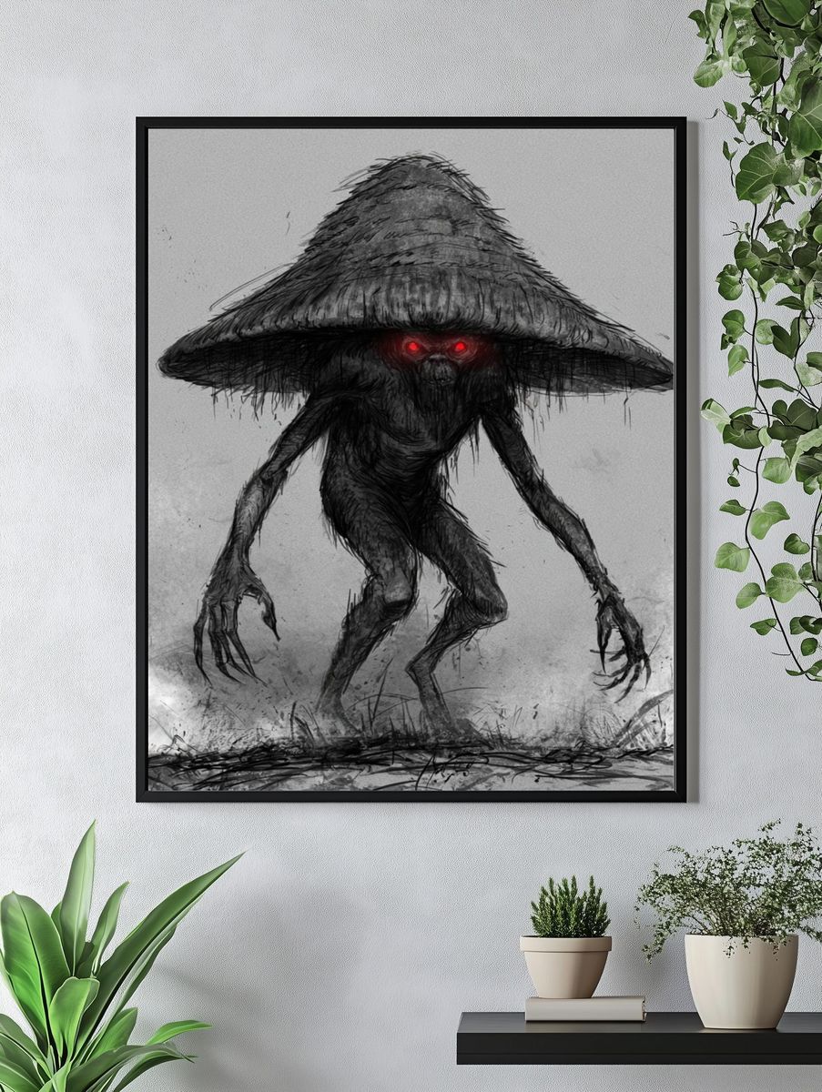 Creepy Mushroom Creature Print. — room view 4