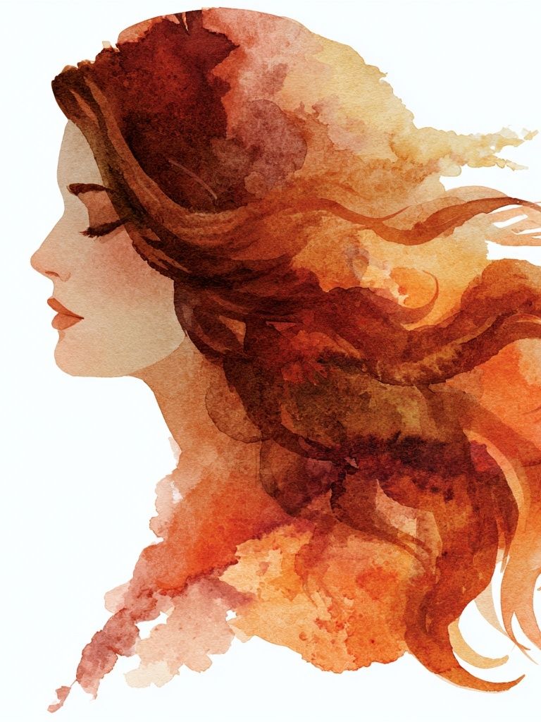 Watercolor Woman Profile Print. poster — illustration art