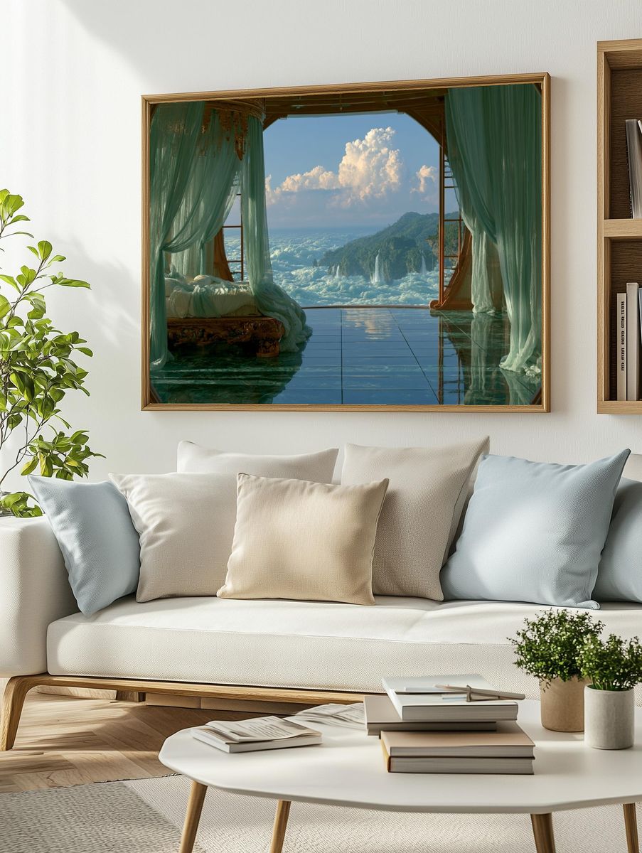 Cloudscape Bedroom Fantasy Print. — room view 2