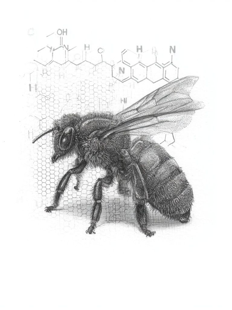 Honey Bee Scientific Illustration Poster. poster — illustration art