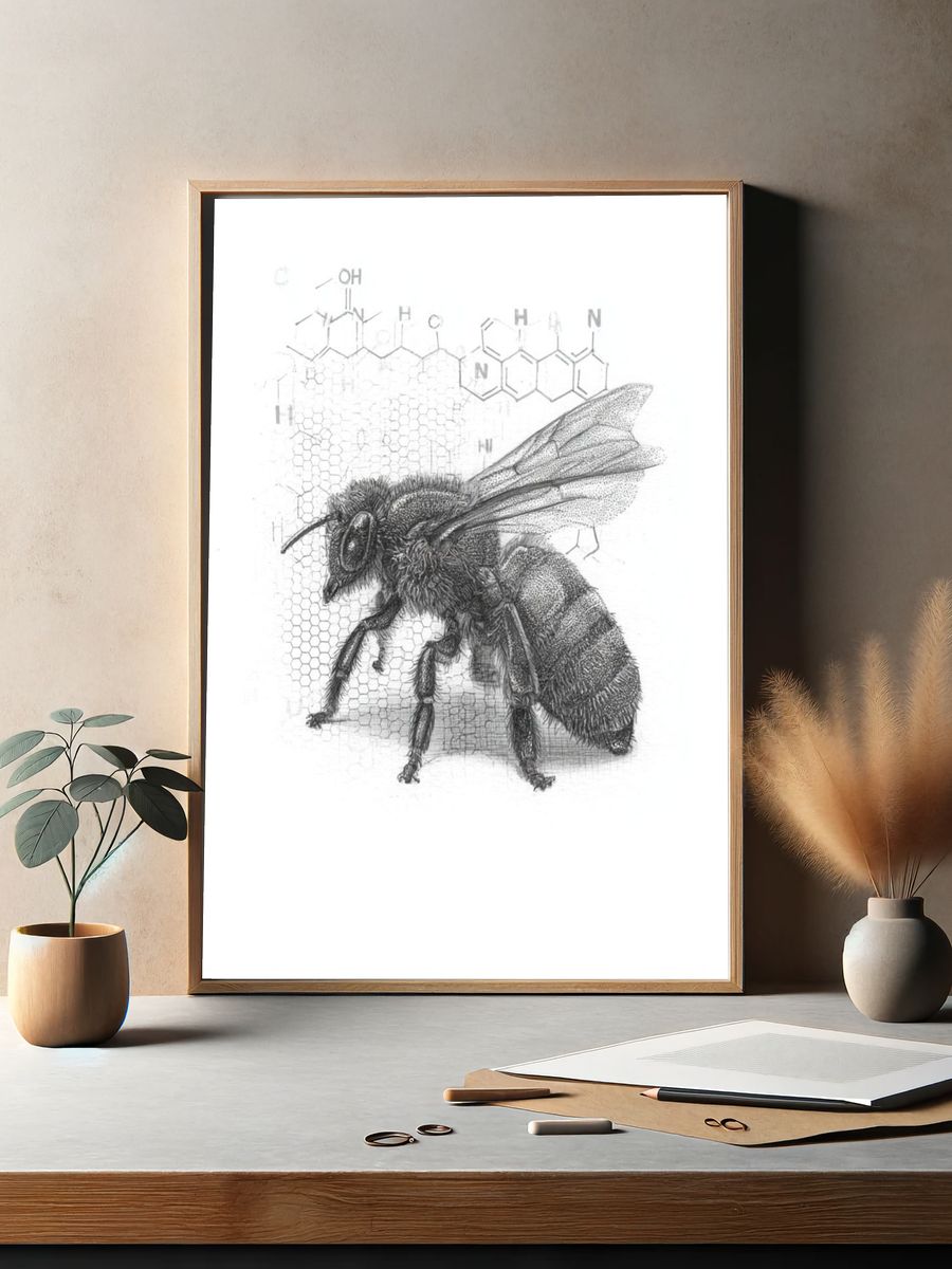 Honey Bee Scientific Illustration Poster. — room view 2