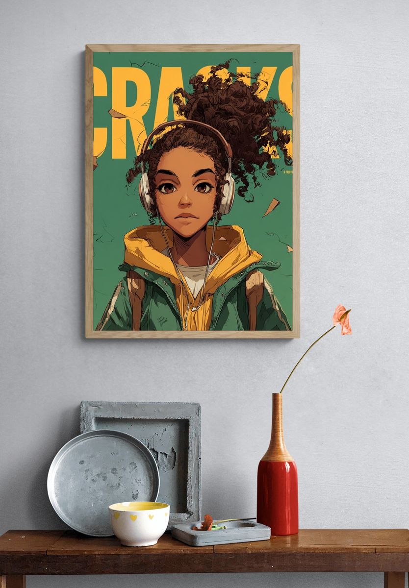 Cranes Digital Art Poster. — room view 3