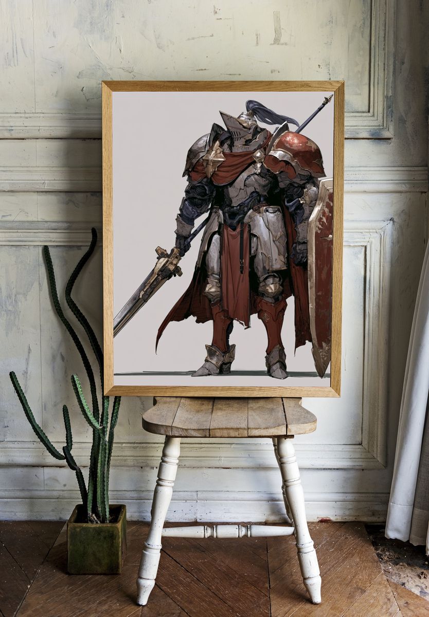 Armored Knight Digital Art Poster. room preview