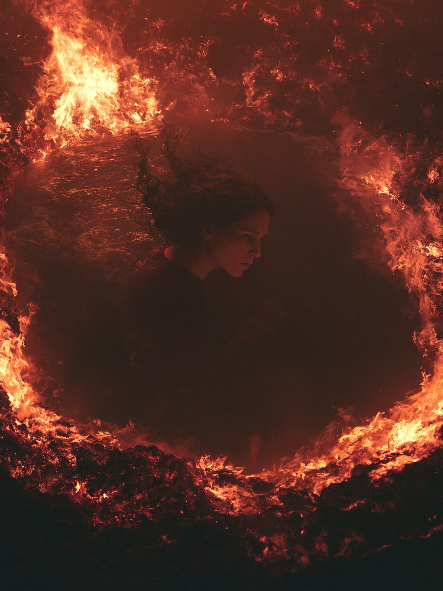 Fire Circle Portrait Print. poster — illustration art