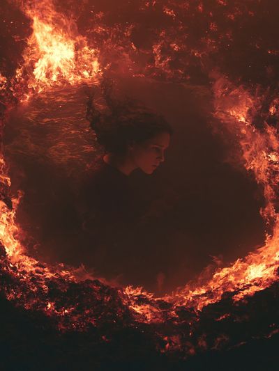 Fire Circle Portrait Print. poster