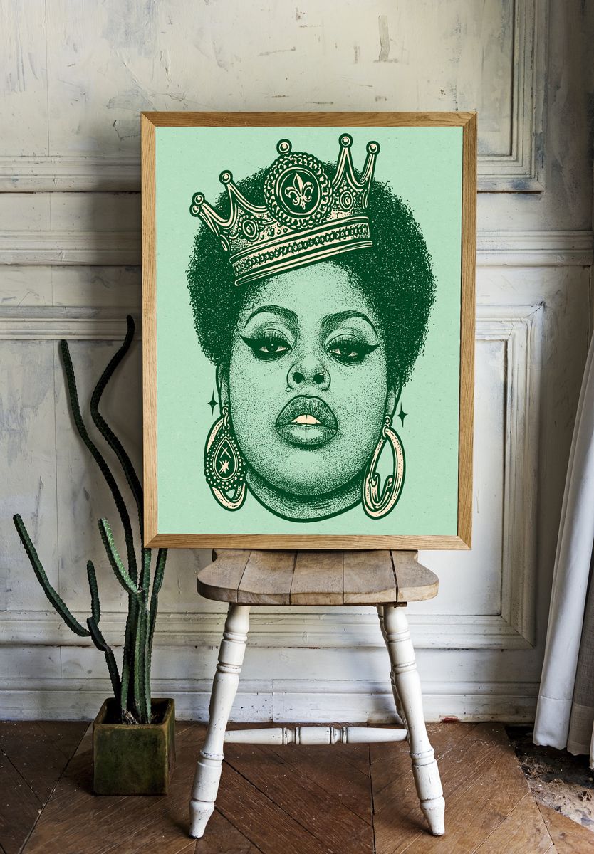 Crowned Queen Portrait Print. room preview