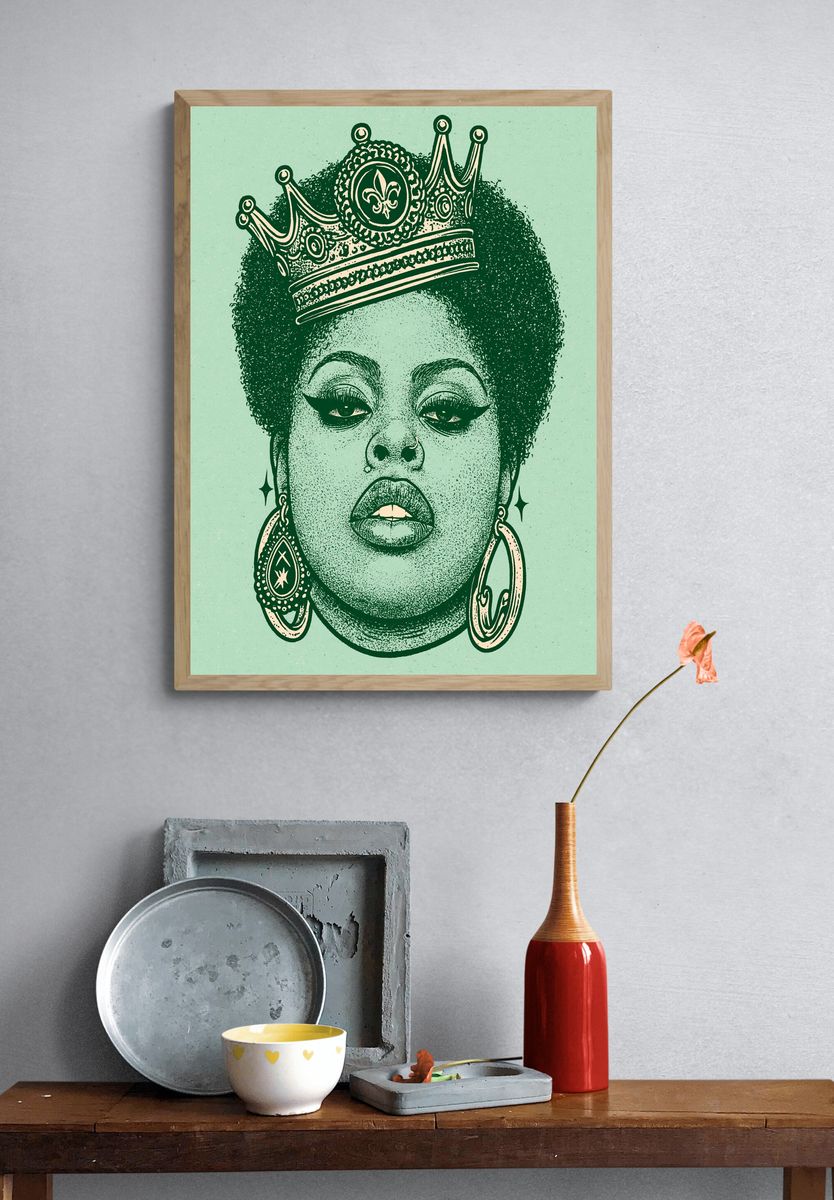 Crowned Queen Portrait Print. — room view 3