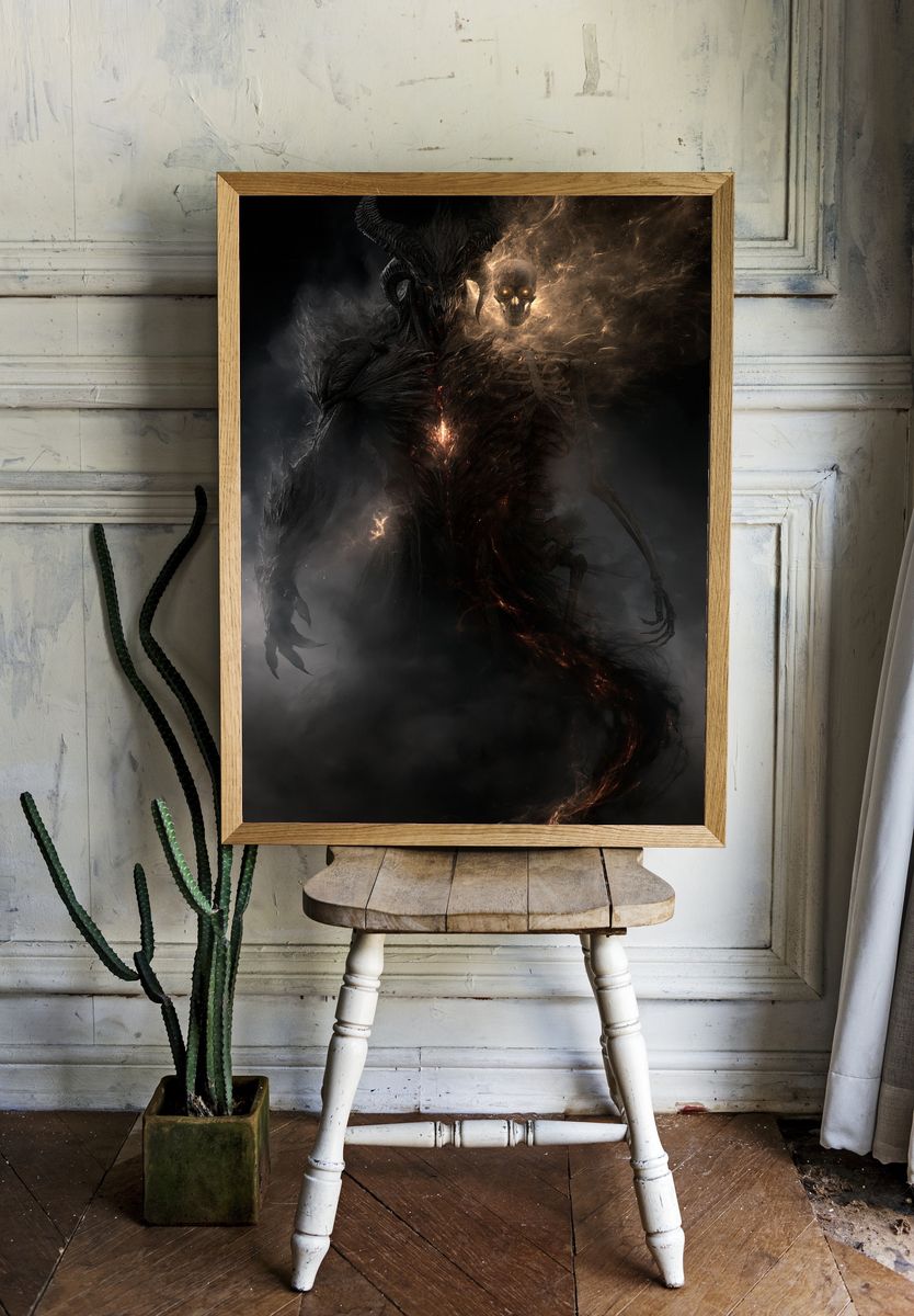 Demonic Skull Figure Fantasy Poster. room preview