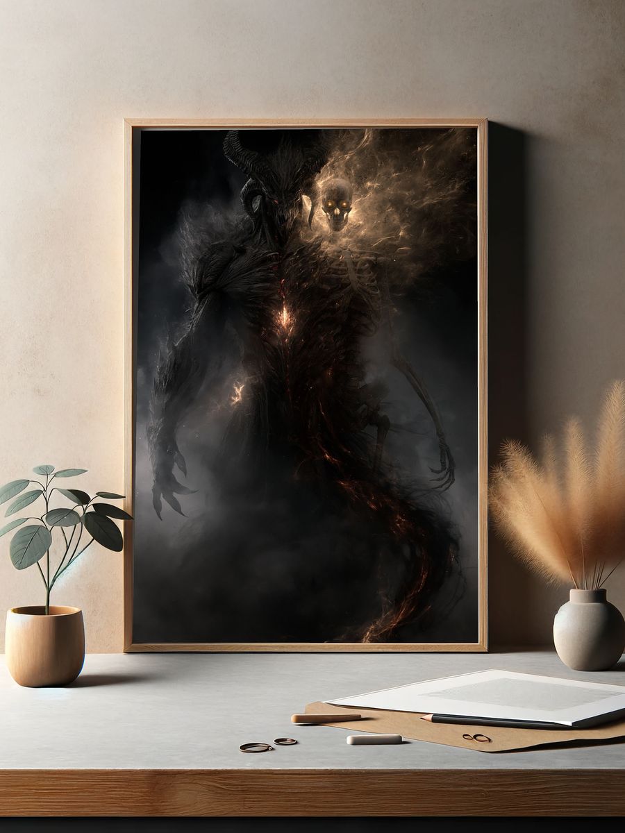 Demonic Skull Figure Fantasy Poster. — room view 2