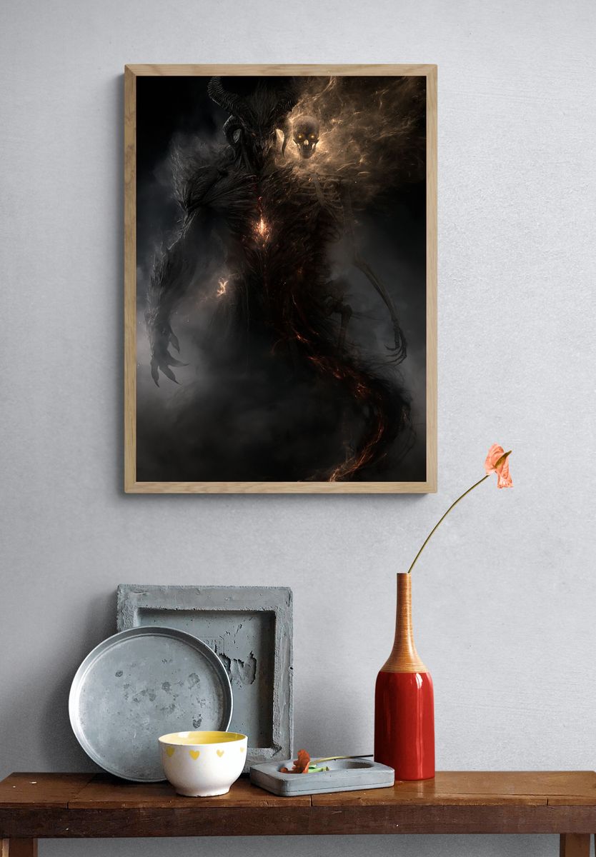 Demonic Skull Figure Fantasy Poster. — room view 3