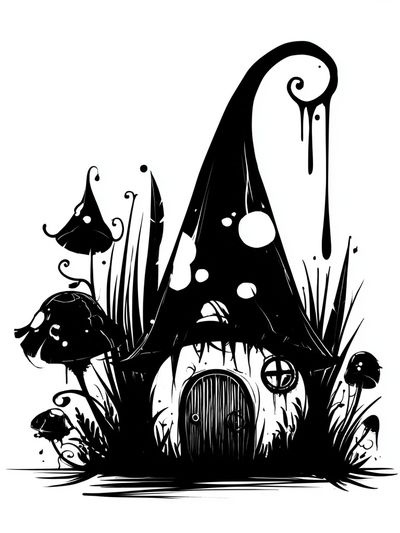 Whimsical Mushroom House Illustration Poster. poster