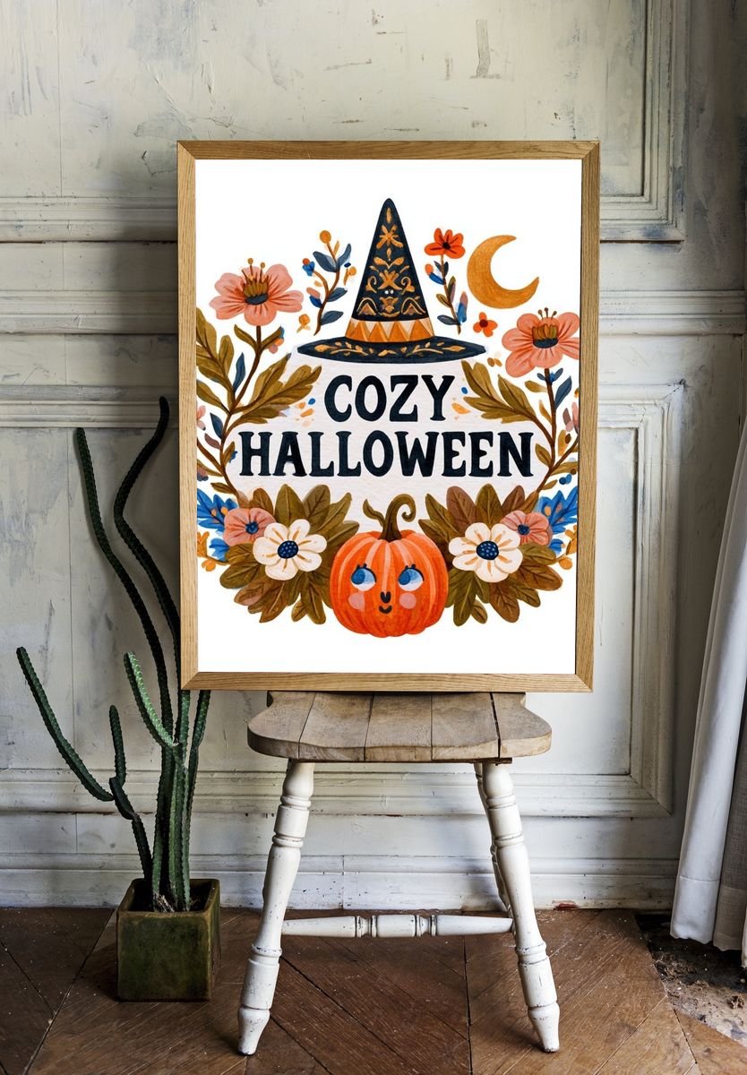 Cozy Halloween Floral Poster. room preview