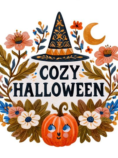 Cozy Halloween Floral Poster. poster