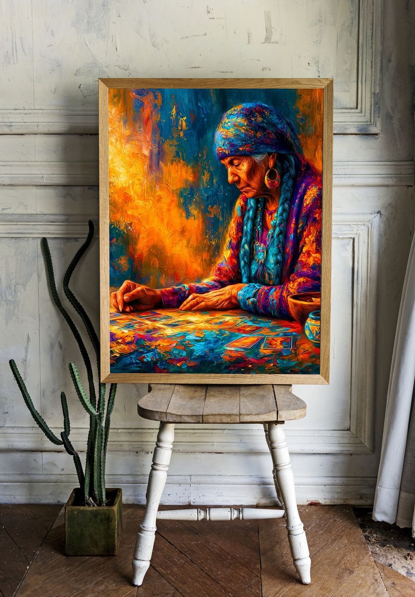 Mystic Card Reader Illustration Poster. — room view 1
