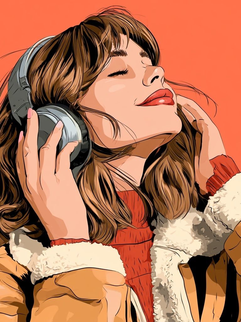 Headphones Portrait Illustration Poster. poster — illustration art