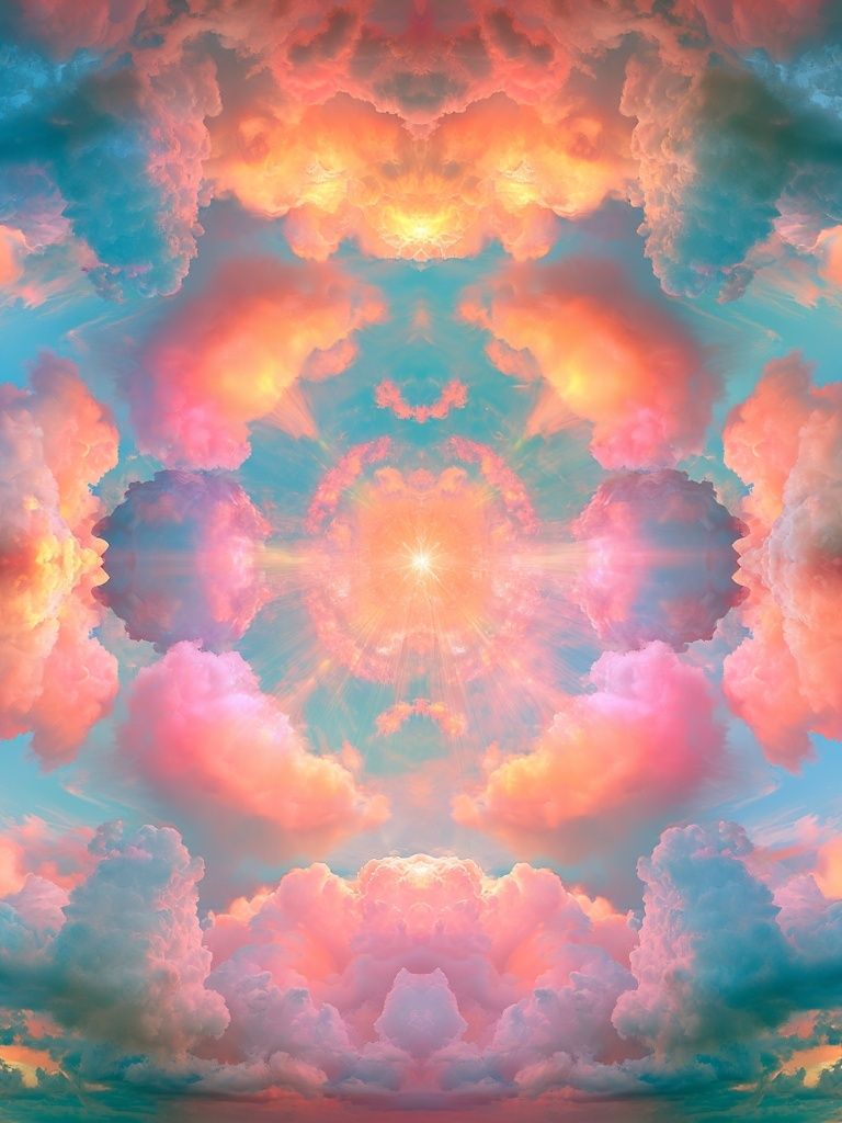 Pastel Cloud Mandala Print. poster detail