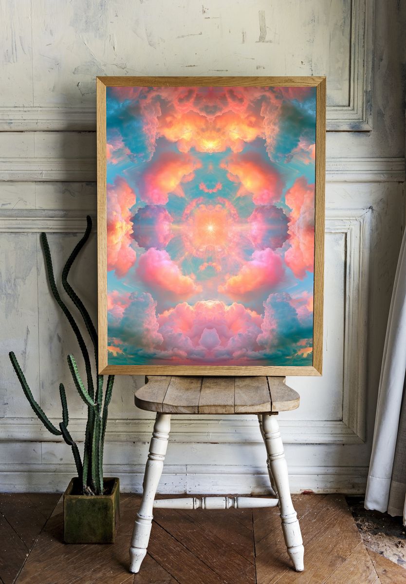 Pastel Cloud Mandala Print. — room view 1