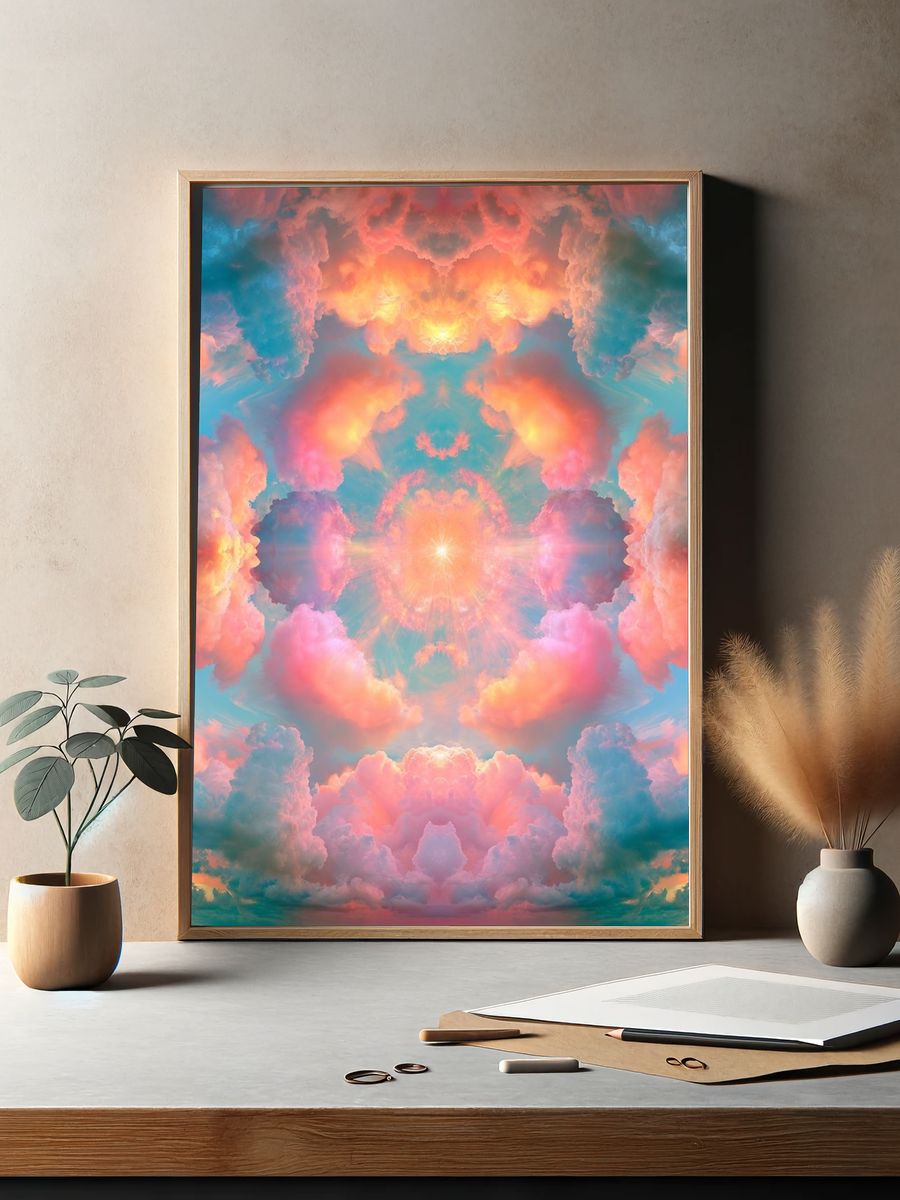 Pastel Cloud Mandala Print. — room view 2