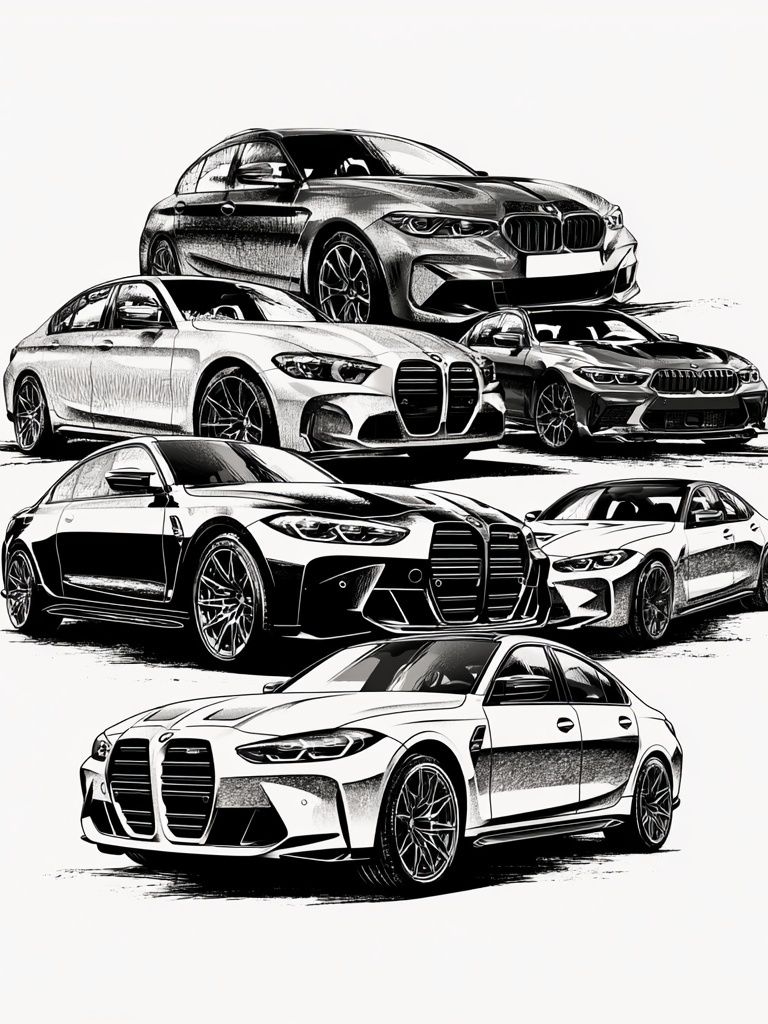 BMW M Series Cars Illustration Poster. poster detail