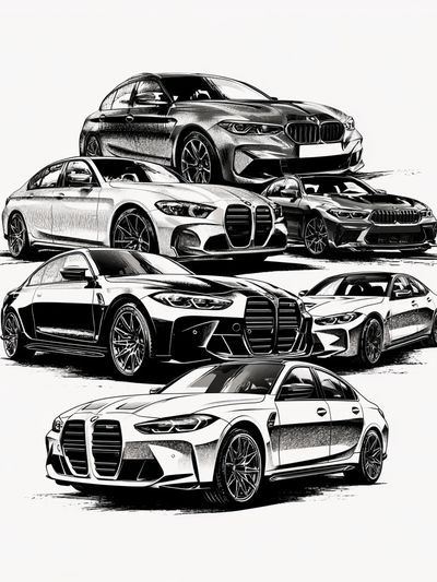 BMW M Series Cars Illustration Poster. poster