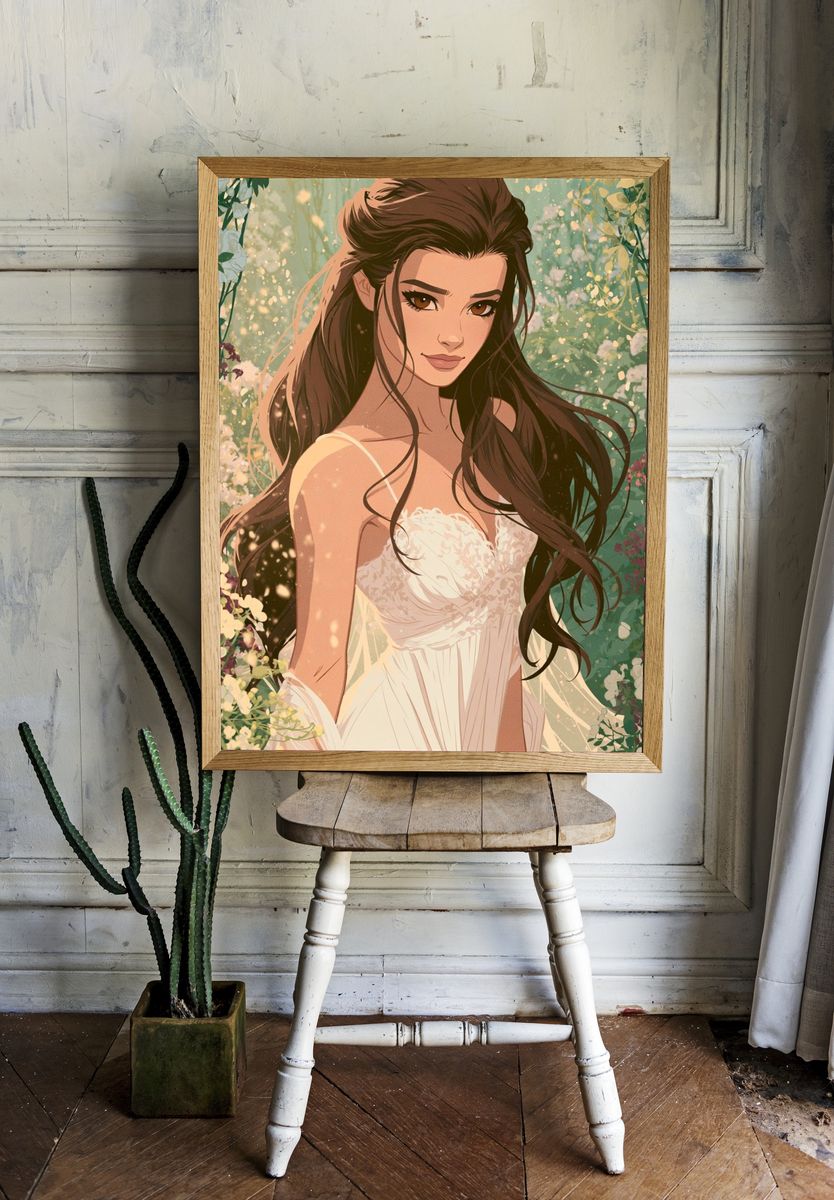 Floral Bride Illustration Poster. — room view 1