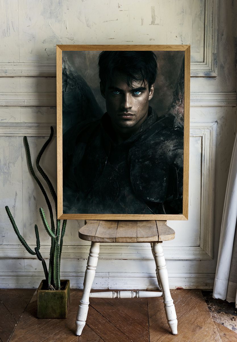 Dark Angel Warrior — Fantasy Print. room preview