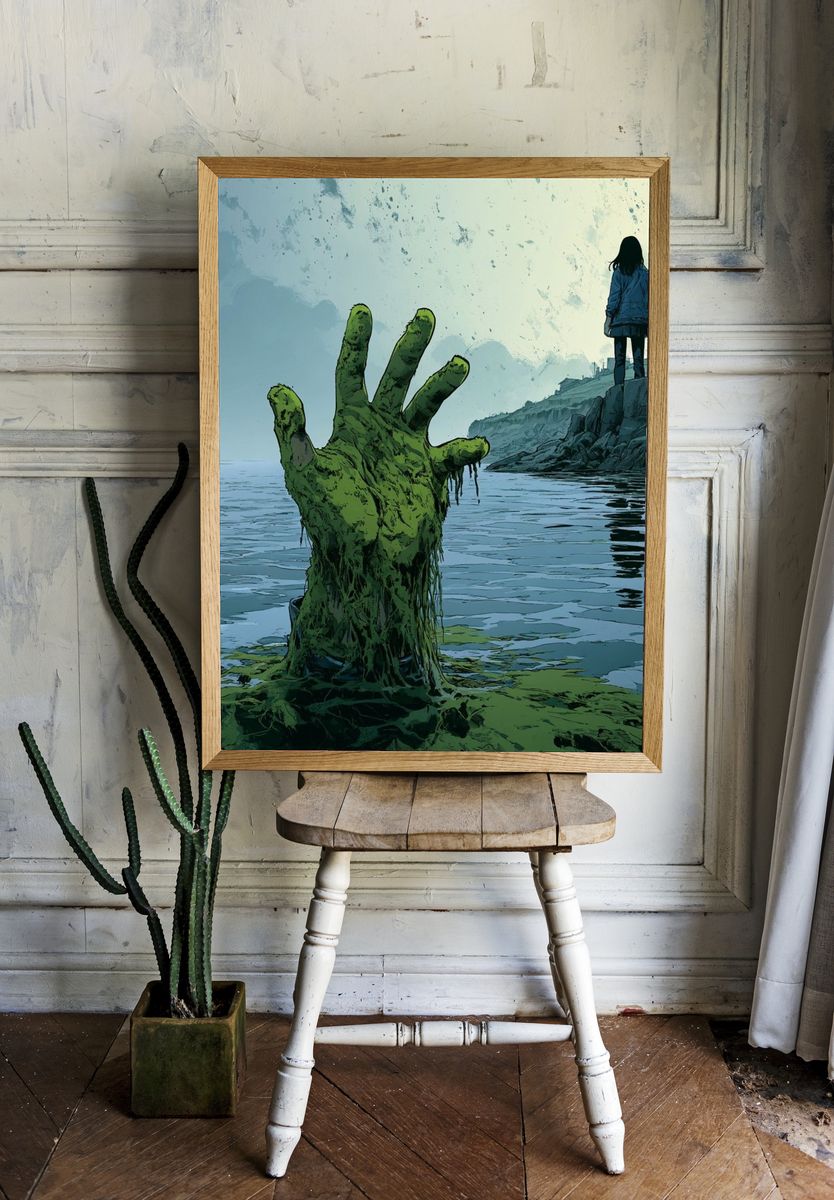 Surreal Sea Hand Illustration Poster. room preview