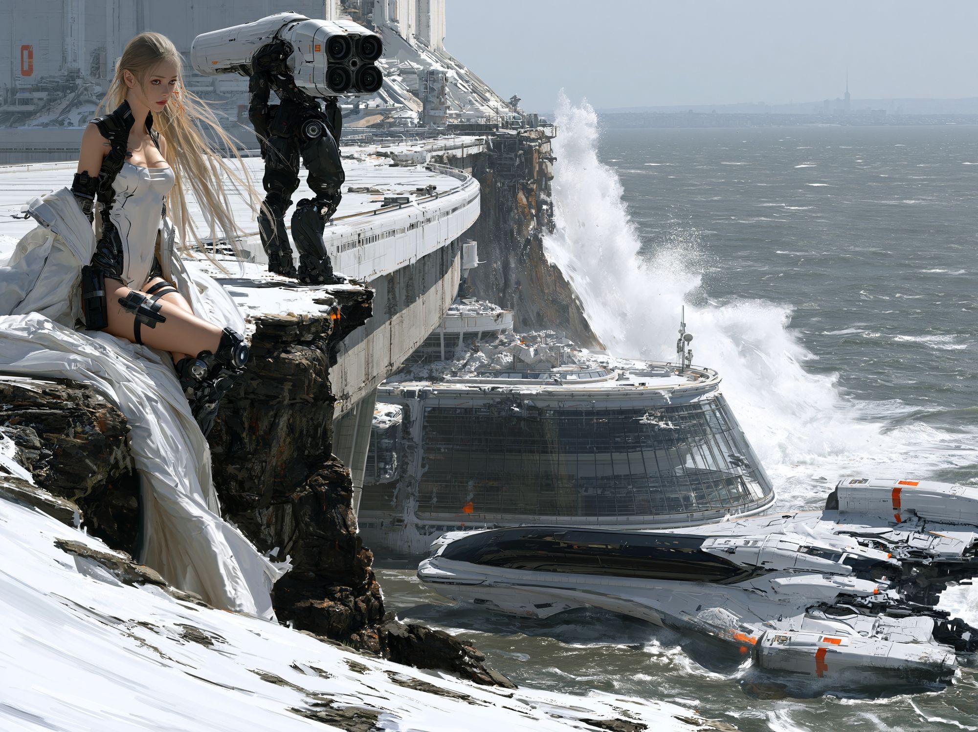 Sci-Fi Cliffside Seascape Poster. poster detail