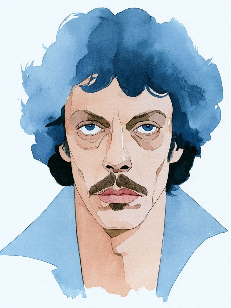Blue Portrait Watercolor Poster. poster — illustration art