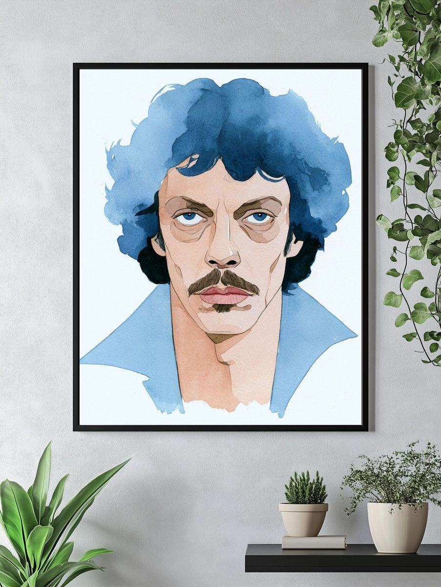 Blue Portrait Watercolor Poster. — room view 4