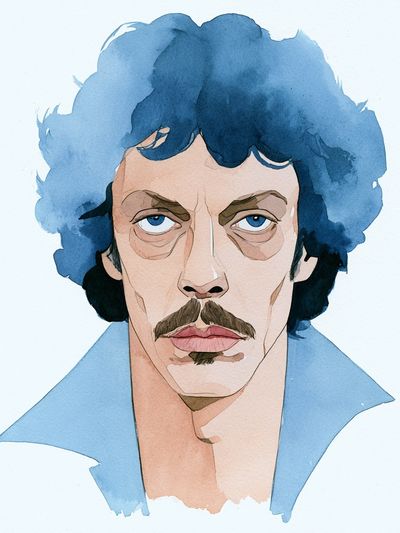Blue Portrait Watercolor Poster.